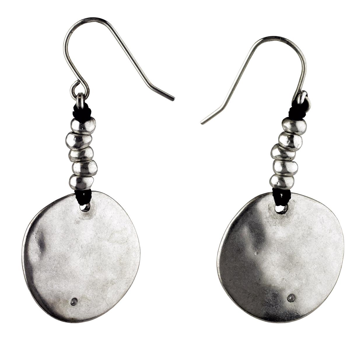 Bella Uno Silver Disc Drop Earrings