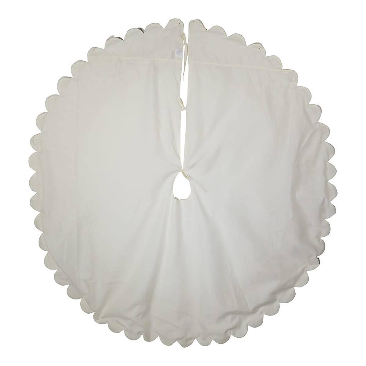 Kurt S. Adler 60in. Scalloped Ivory Embroidered Tree Skirt