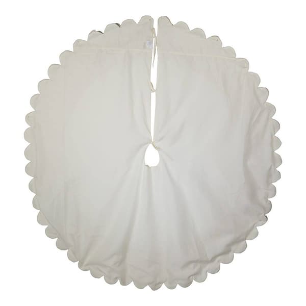 Kurt S. Adler 60in. Scalloped Ivory Embroidered Tree Skirt