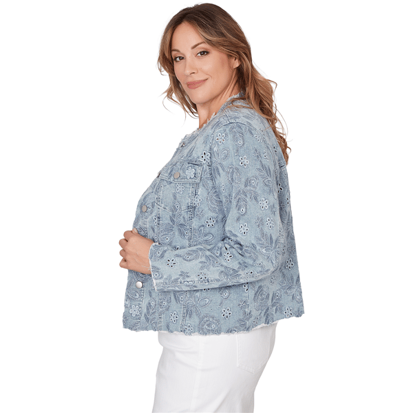 Plus Size Skye’s the Limit Fresh Start Embroidered Denim Jacket