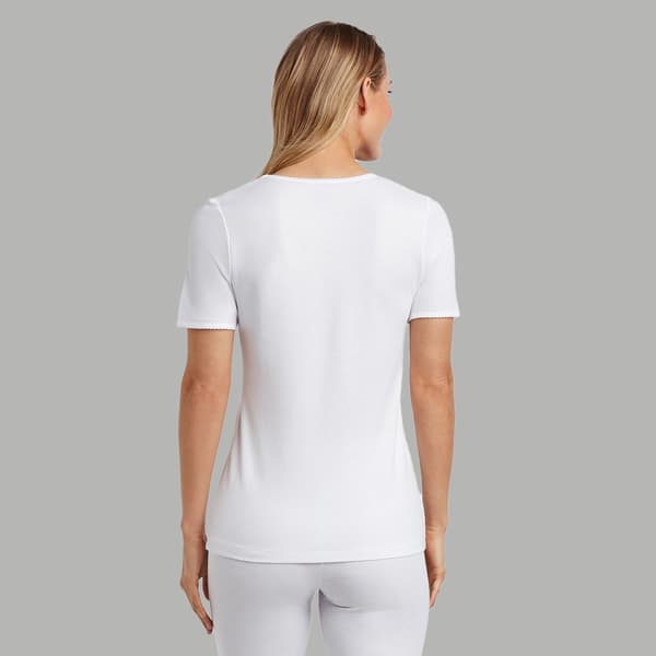 Womens Cuddl Duds&#174; Softwear with Lace Short Sleeve V-Neck Tee