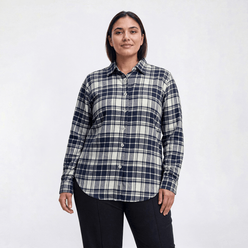 Plus Size Mountain Ridge Long Sleeve Plaid Flannel - Grisaille - image 