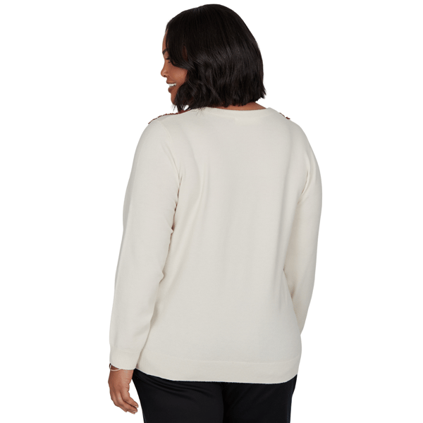 Plus Size Emaline Country Code Long Sleeve Argyle Sweater