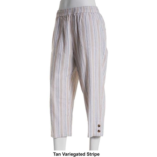 Petite  Emily Daniels Stripe Sheeting Capri Pants w/Pockets