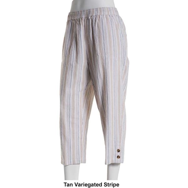 Womens Emily Daniels Stripe Sheeting Capri Pants w/Pockets