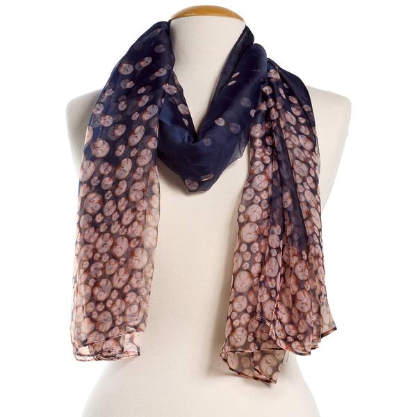 Womens Renshun Polka Dot Satin Chiffon Oblong Scarf - image 