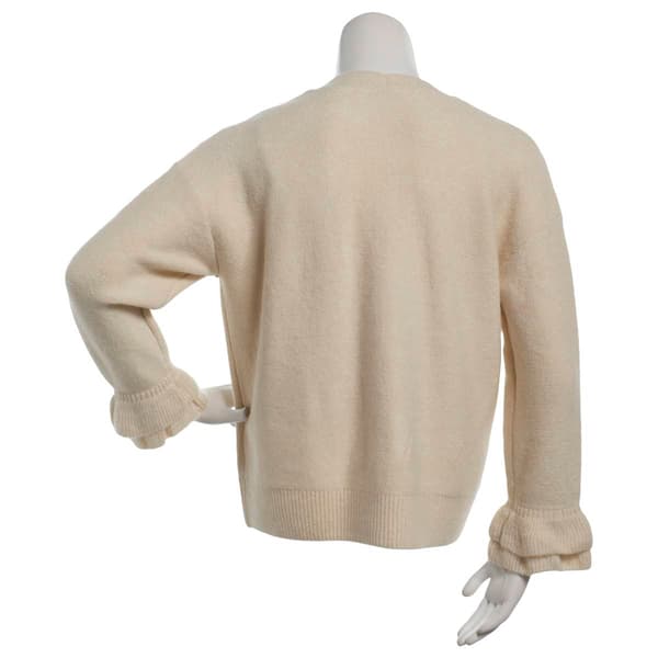 Womens Cece Ruffle Cuff Textured Cardigan with Pocket