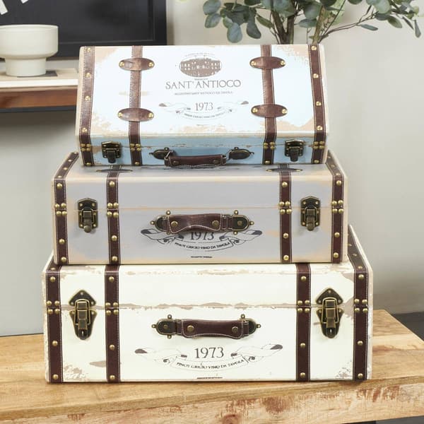 9th & Pike® Farmhouse Wooden Trunks - Set of 3