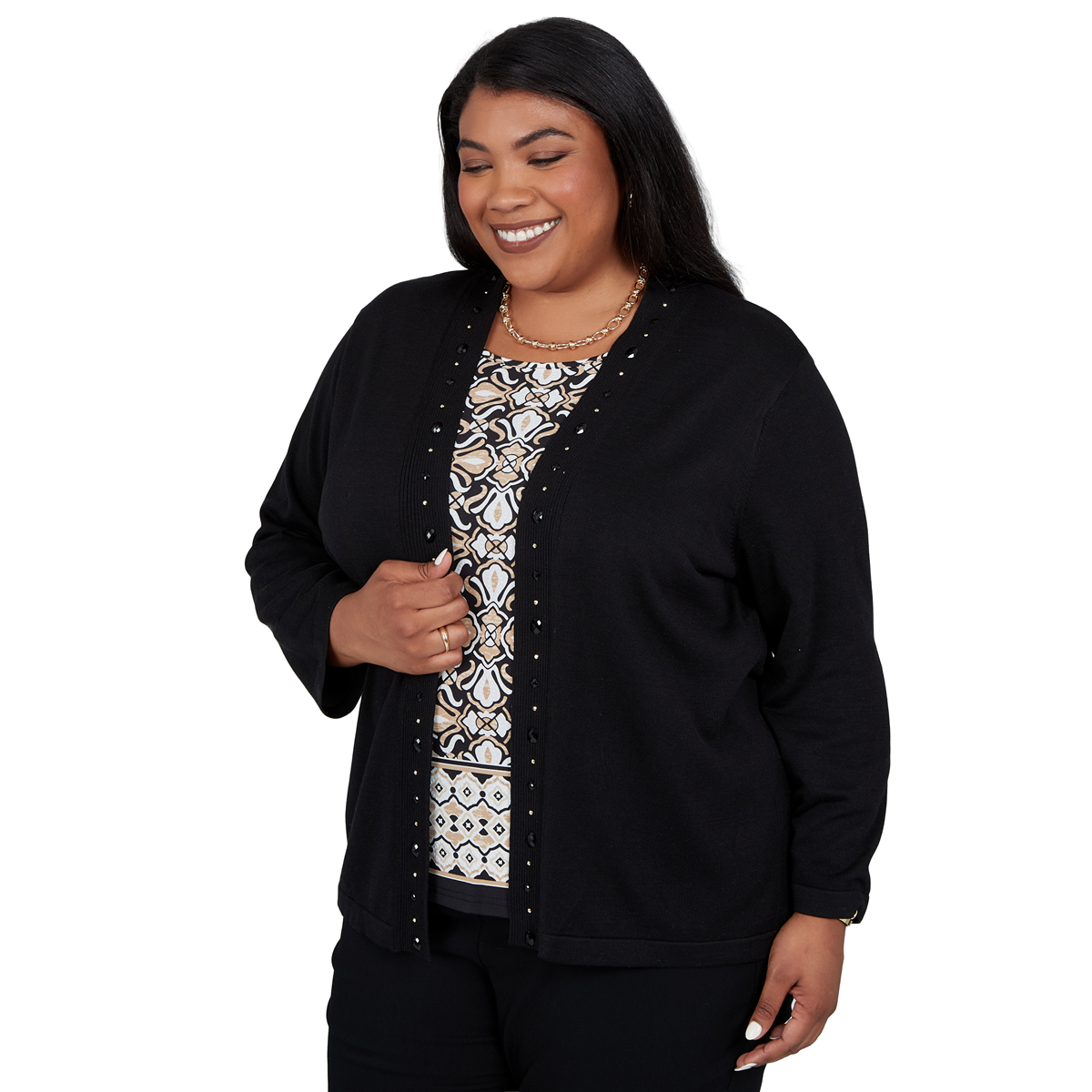 Plus Size Alfred Dunner Cityscape Medallion Two in One Sweater