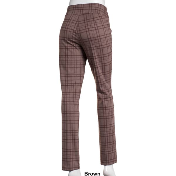 Petite Size Briggs Plaid Pull On Straight Leg Ponte Pants