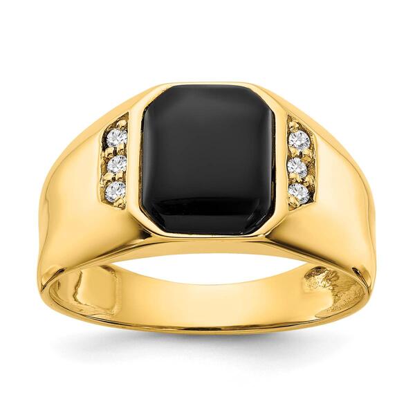 Mens Gentlemens Classics&#40;tm&#41; 14kt. Gold Onyx 1/15ctw. Diamond Ring - image 