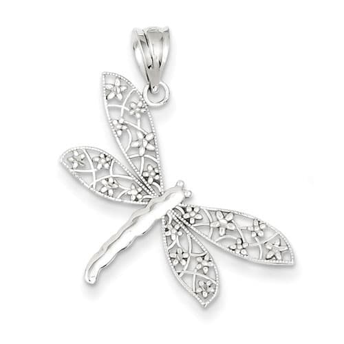 Gold Classics&#40;tm&#41; 14kt. White Gold Dragonfly Pendant - image 