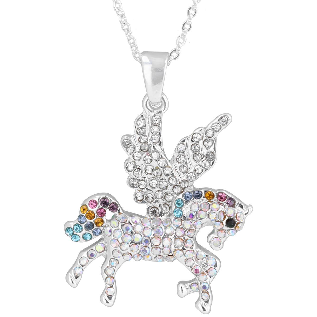 Crystal Kingdom Silver-Tone Multicolor Crystal Pegasus...