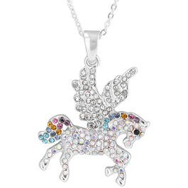 Crystal Kingdom Silver-Tone Multicolor Crystal Pegasus Necklace