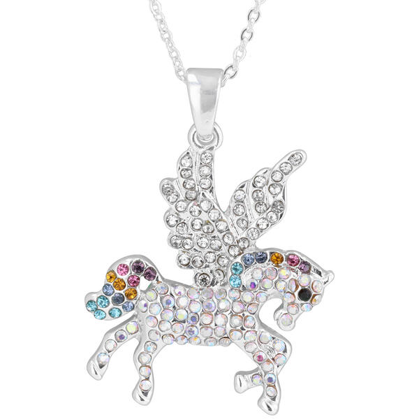 Crystal Kingdom Silver-Tone Multicolor Crystal Pegasus Necklace - image 