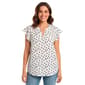 Womens Adrianna Papell Flutter Sleeve Dot Crinkle Blouse - image 2