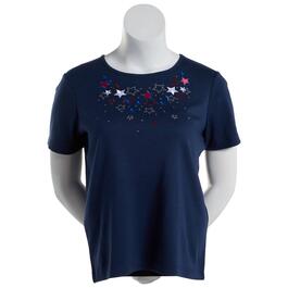 Womens Bonnie Evans Embroidered Falling Stars Short Sleeve Tee