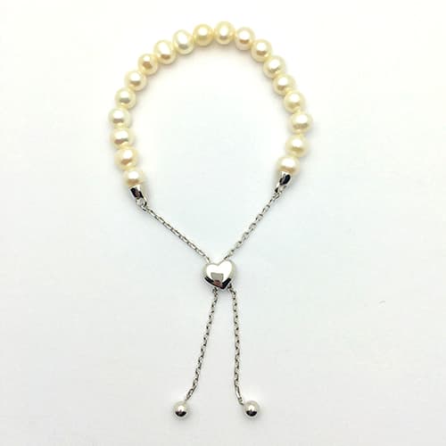 Gianni Argento Silver & 6mm Round Pearl Adjustable Bracelet - image 