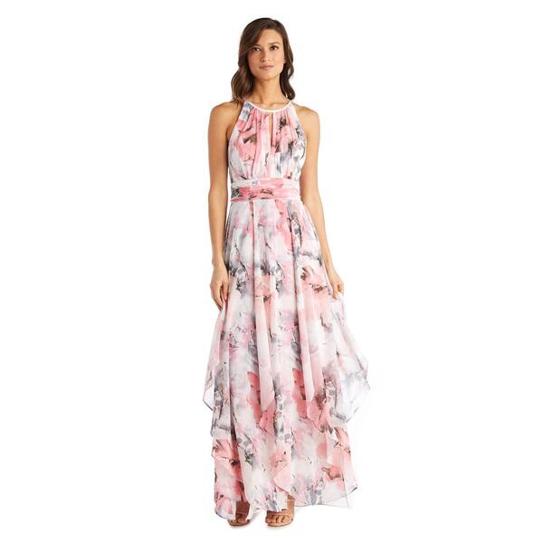 Womens R&M Richards Long Halter Chiffon Maxi Dress - image 