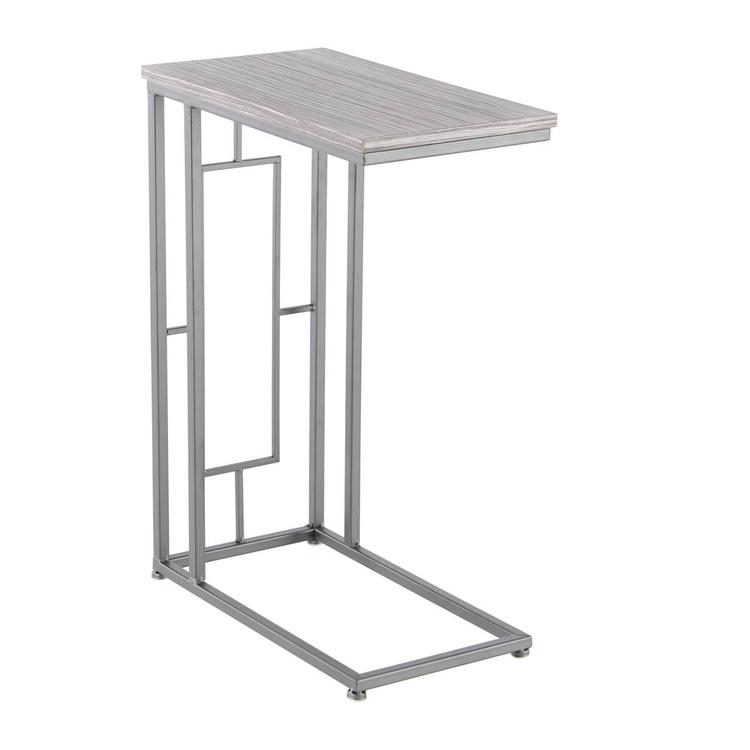9th & Pike® Grey Metal and Wood Contemporary Accent Table