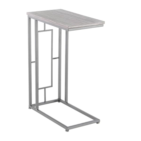 9th & Pike® Grey Metal and Wood Contemporary Accent Table