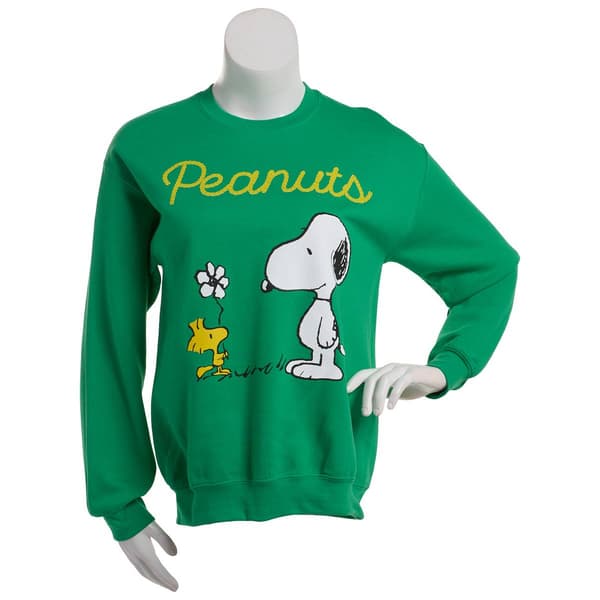 Juniors Hybrid Promotions Snoopy/Woodstock with Flower Fleece Top - image 