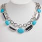Ashley Cooper(tm) 2 Row Rhodium-Tone Turquoise Oval Bead Necklace - image 1