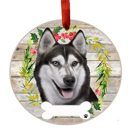 E&S Pets Siberian Husky Wreath Ornament