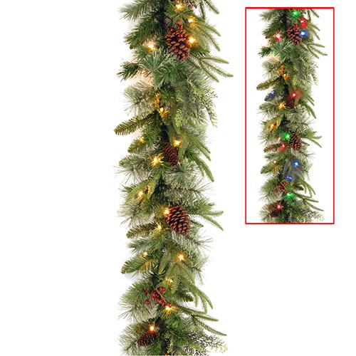 National Tree 9ft. Colonial Garland w/ Dual Color(R) LED Light - image 