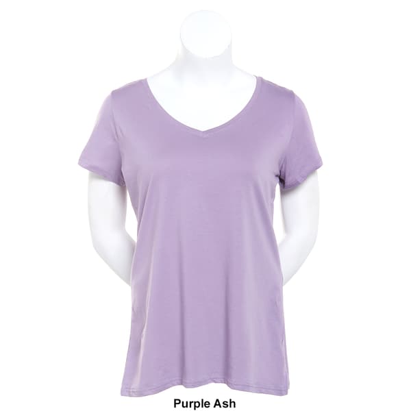Juniors Plus Aveto Short Sleeve V-Neck Basic Tee