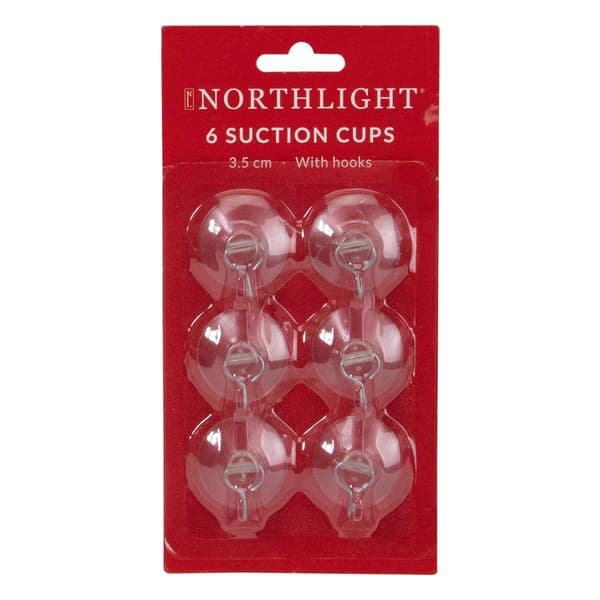 Northlight Seasonal Clear Suction Cups with Hooks - Pack of 6 - image 