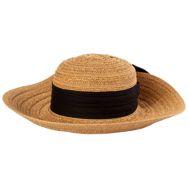 Womens Nine West Textured Flip Up Floppy Straw Hat w/ Scarf - image 