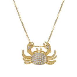 Gold Plated Cubic Zirconia Crab Pendant Necklace