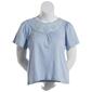 Womens Premise Short Sleeve Embroidered Neckline Top - image 1