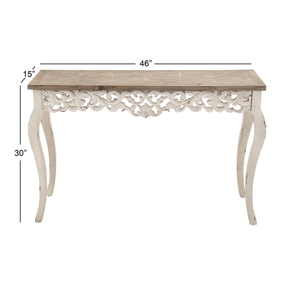 9th & Pike® White Wooden Carved Console Table