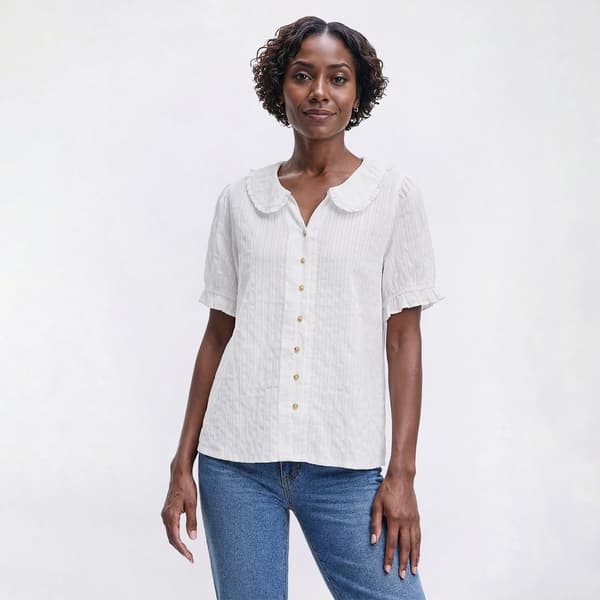 Womens Preswick & Moore(R) Peter Pan Collar Button Front Blouse