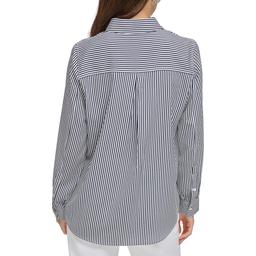 Womens DKNY Long Sleeve Pinstripe Casual Button Down