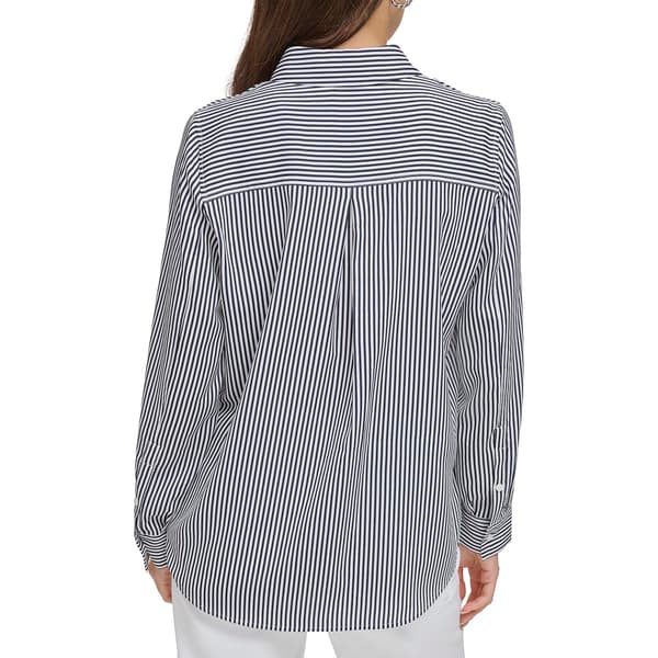 Womens DKNY Long Sleeve Pinstripe Casual Button Down