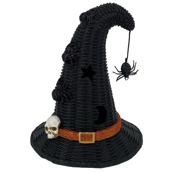 Halloween Witch Hat wIth Skull Figurine - image 