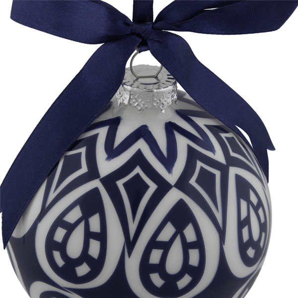 Northlight White & Blue Mosaic Glass Christmas Ball Ornament