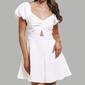 Juniors Trixxi Woven Twist Front Key Hole Puff Sleeve Sun Dress - image 3