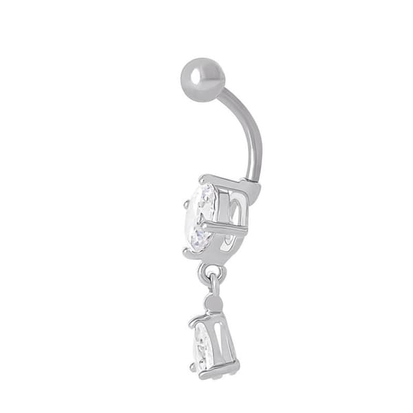 14 Gauge Stainless Steel Cubic Zirconia Belly Ring