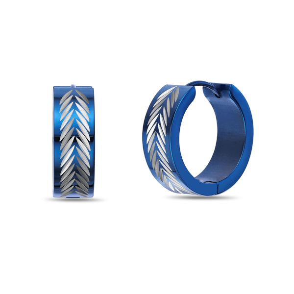 Mens Lynx Ion Plated Stainless Steel Hoop Earrings