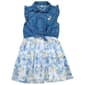 Girls &#40;7-16&#41; Sweet Butterfly Denim Top Floral Tulle Dress - image 1