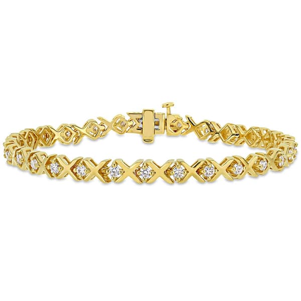 Sterling Silver 18kt. Gold Dew Moissanite Tennis Bracelet - image 