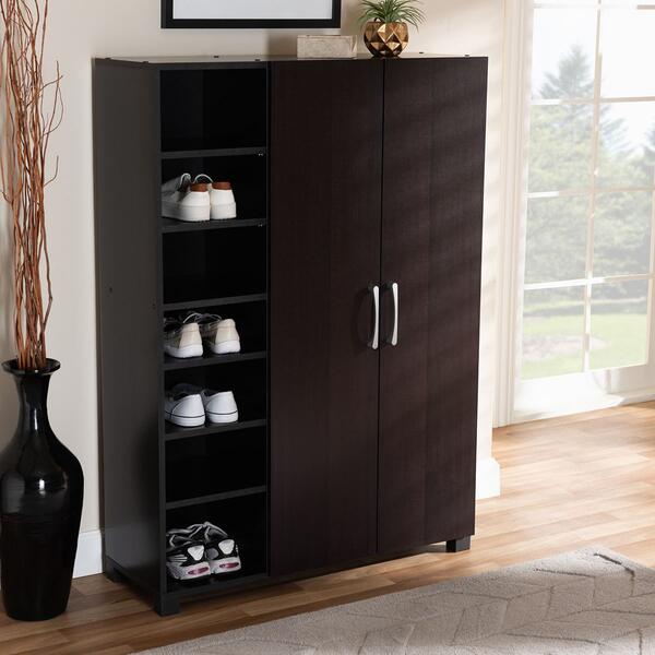 Baxton Studio Marine Entryway Shoe Storage Cabinet w/ Shelves - image 
