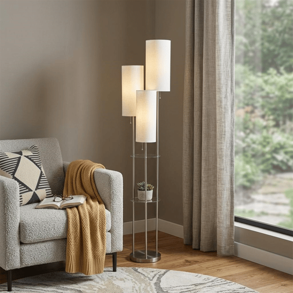 HomeRoots 68in. Silver Three Light Novelty Floor Lamp