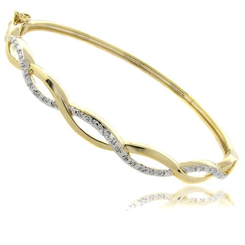 Accents 18kt. Gold Overlay Diamond Accent Bangle Bracelet - image 