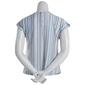 Womens Cure Stripe Short Sleeve Keyhole Blouse-  White/Blue - image 2