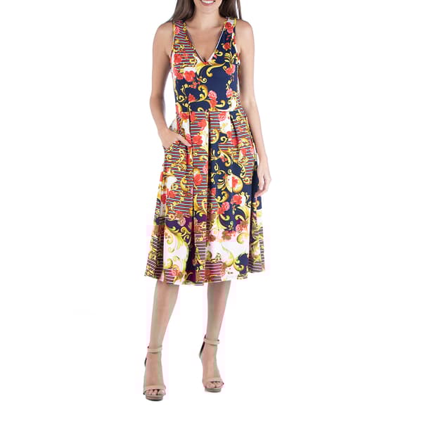 Womens 24/7 Comfort Apparel Floral Paisley Fit & Flare Dress - image 